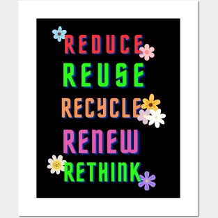 REDUCE REUSE RECYCLE RENEW RETHINK Posters and Art